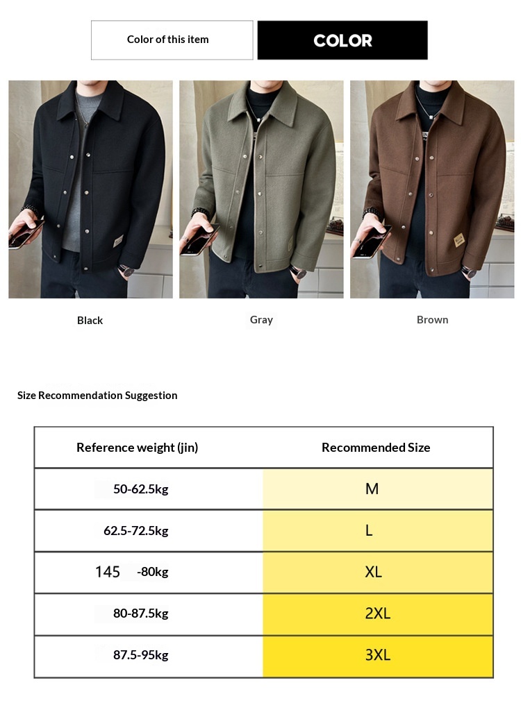 boy Boy Boy Fanwo FW1301 New In Stock 2024 Autumn Winter Pure Handmade Short Double-Sided Cashmere Coat For Men Fashion Jacket_voghion.com