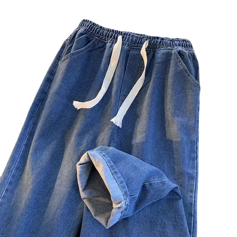 Jeans pour homme Boy Boy à taille élastique, coupe droite ample, style rétro américain, vente en gros transfrontalière et commerce international._voghion.com