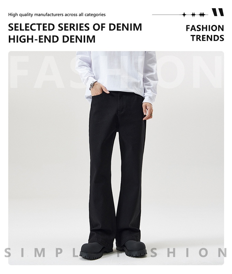 Boy Boy JIAMU Herfst Winter Stretch Zwarte Bajia Scimitar Flared Jeans Heren Slim Fit Beenverlengende Bootcut Broek_voghion.com