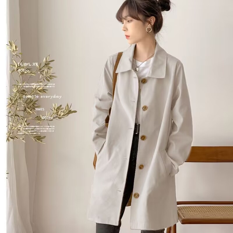 Women's Clothing Women's Clothing Women's Clothing Women's Clothing College Style Mid-Length Trench Coat Women, Autumn A_voghion.com