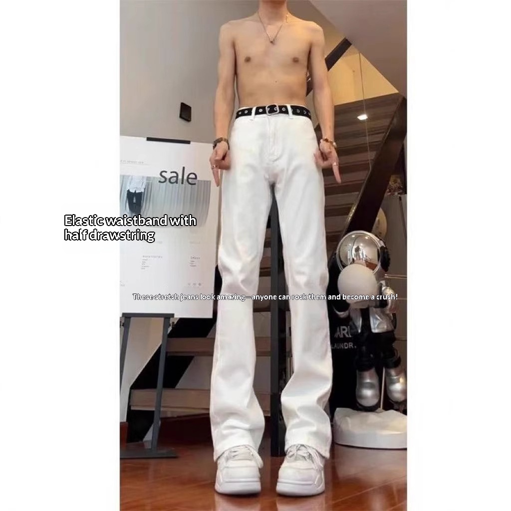 Boy Boy Grijze jeans voor heren lente en herfst 2025 Nieuwe zomer American High Street Slim Straight Leg Bootcut-broek_voghion.com