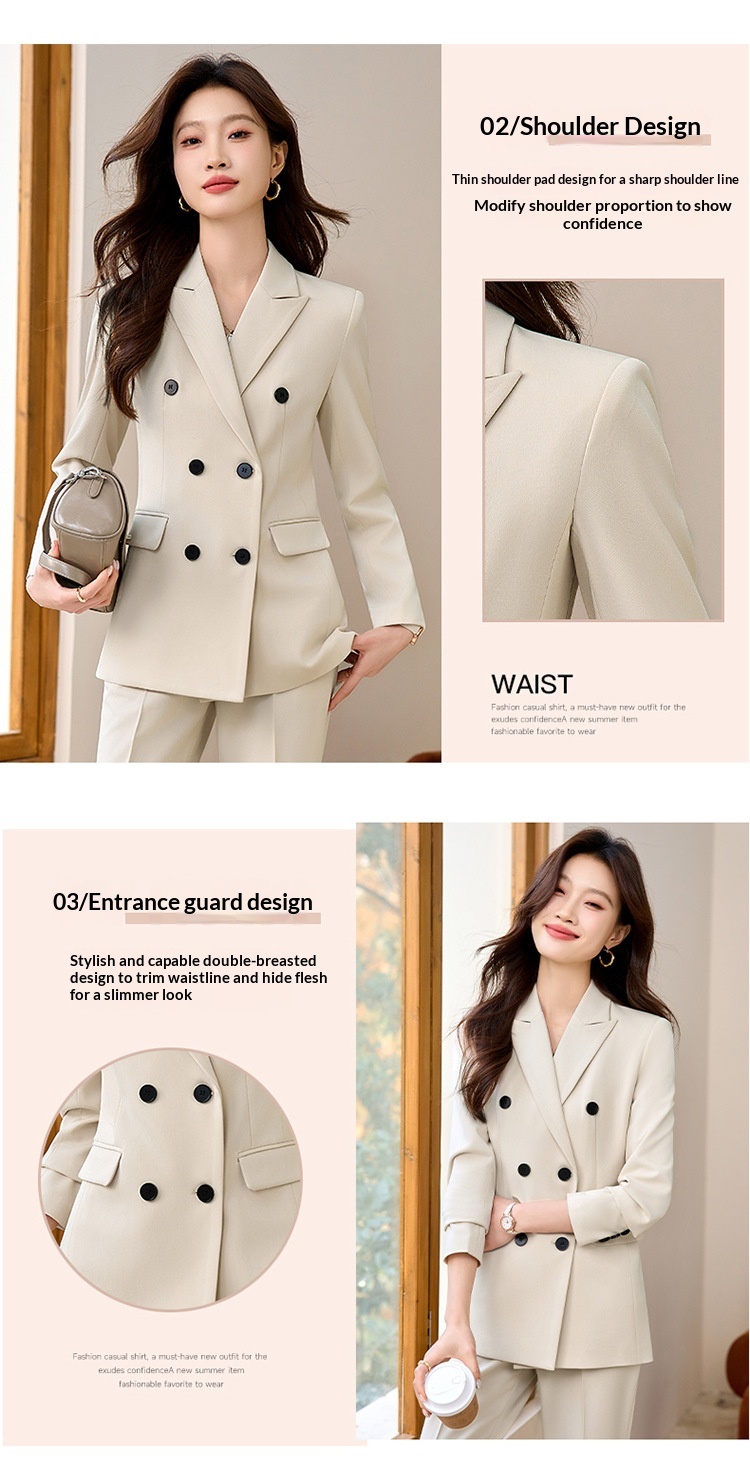 ChicShe Women's Suit Set Professional Double-Breasted Elegant Atmosphere For Formal Occasions, Interviews, College Students,_voghion.com