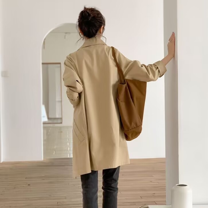 Women's Clothing Women's Clothing Women's Clothing Women's Clothing College Style Mid-Length Trench Coat Women, Autumn A_voghion.com