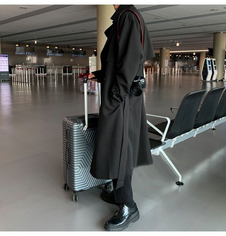 boy Boy Boy Autumn Winter Design Trench Men's Mid-Length Jacket Korean Casual Loose British Style Double-Breasted Coat_voghion.com