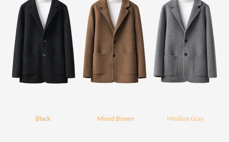 boy Boy Boy Autumn Winter 100% Wool High-End Double-Sided Suit Business Casual Woolen Coat Men's Clothing_voghion.com