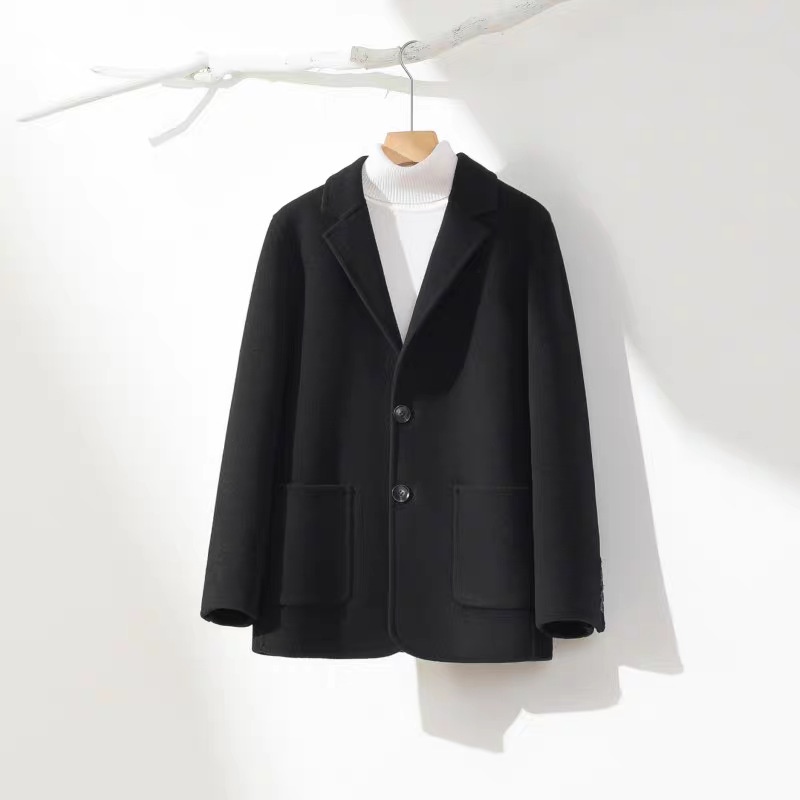 boy Boy Boy Autumn Winter 100% Wool High-End Double-Sided Suit Business Casual Woolen Coat Men's Clothing_voghion.com