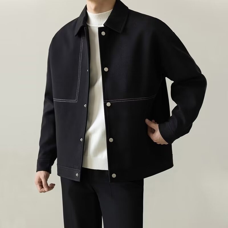 boy Boy Boy For Men Korean Version Light Mature Style Short Turn-Down Collar Jacket Men's Trendy High-End Casual Autumn Winter Top_voghion.com