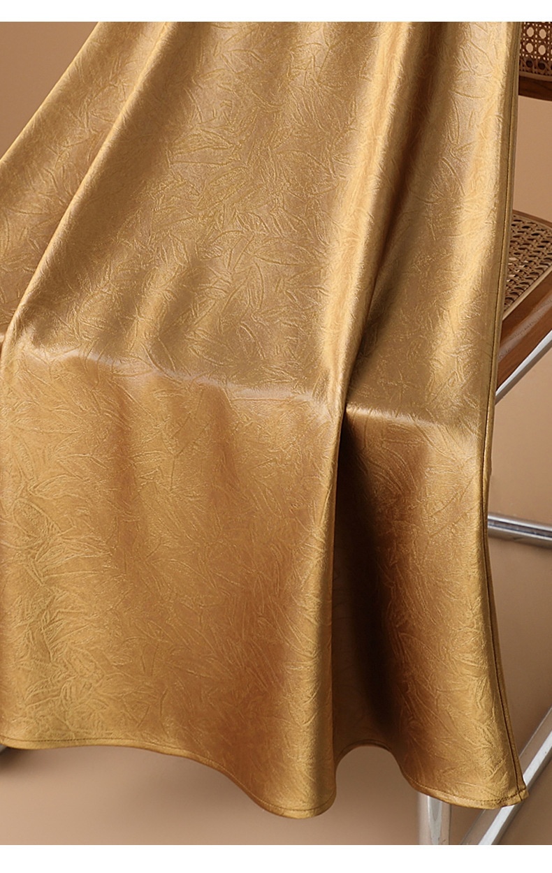 ChicShe S10 Champagne Pink Jacquard Silky Satin Half-length Long Women 2025 Spring European Goods Western Style Fishtail Skirt_voghion.com