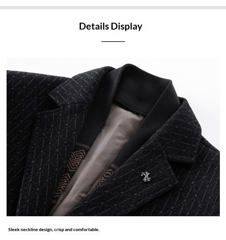 boy Boy Boy 2025 Winter Wool Coat Men, Fashionable Striped Suit Collar, White Duck Down Scarf Woolen Jacket For Young And_voghion.com