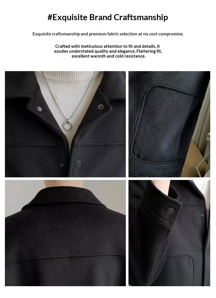 boy Boy Boy Winter Korean Coat Men's Light Mature Style Lapel Woolen Jacket Autumn Trendy Short Slim Fit Versatile Overcoat_voghion.com