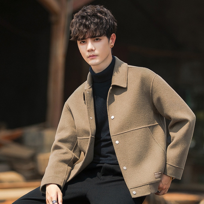 boy Boy Boy 22A01 Men's Double-Sided Jacket New Trend Thickened Woolen Short Cashmere Coat Autumn Winter Casual_voghion.com