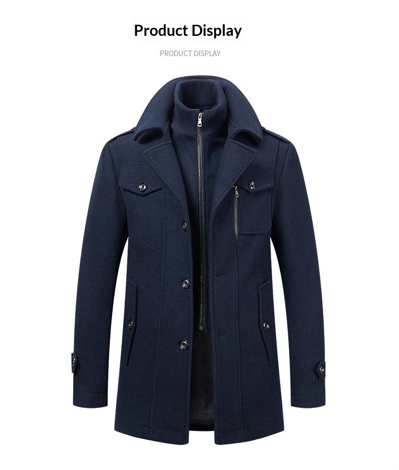 boy Boy Boy Autumn Winter Business Fashion Double Collar Cold-Resistant Woolen Men's Jacket Cross-Border Wool Coat Men_voghion.com