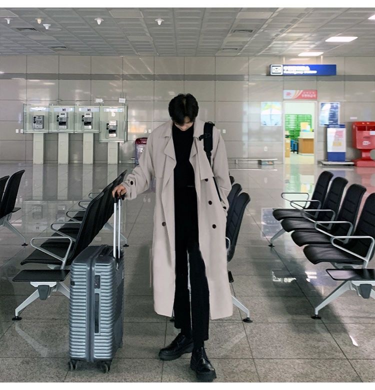 boy Boy Boy Autumn Winter Design Trench Men's Mid-Length Jacket Korean Casual Loose British Style Double-Breasted Coat_voghion.com