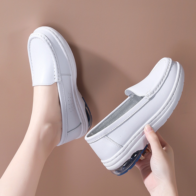 ShoeGlobe Nurse Autumn Atmungsaktive, weiche Sohle, weiß, rutschfest, gepolstert, höhenverstärkende Einzelschuhe, Spezialschuhe für medizinische Zwecke_voghion.com