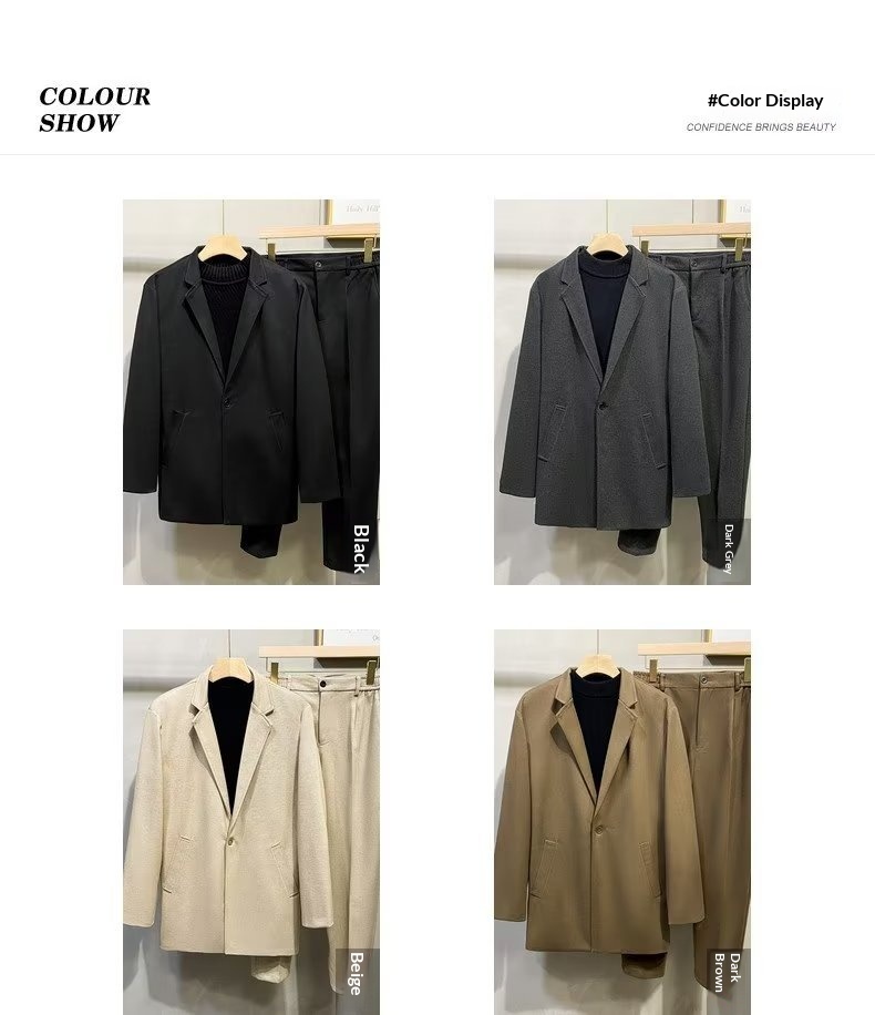 Herren-Herbst-Winter-Dicker Wollmantel, lässiger High-End-Anzug, Blazer, koreanischer Stil_voghion.com