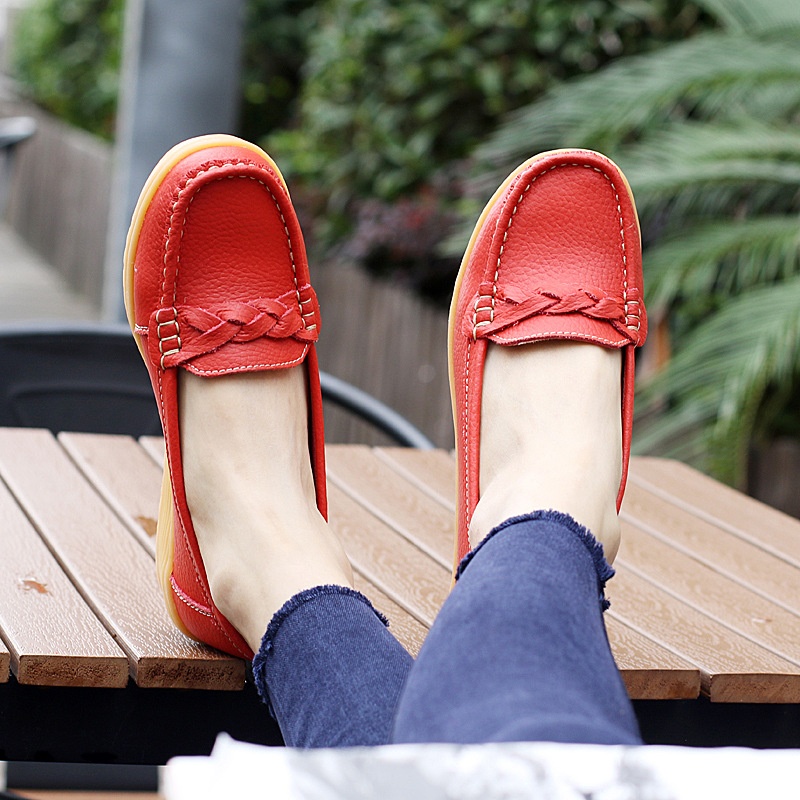 ShoeGlobe Cross-Border Spring Autumn New Cowhide Middle-Aged And Elderly Mom Women's Single Loafers Soft Sole Wedge Nurse Shoes_voghion.com