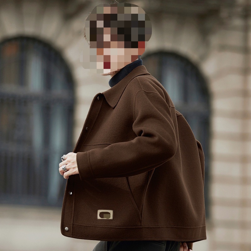 boy Boy Boy Cross-Border Winter Coat Men's Double-Sided Cashmere-Free Short Lapel Casual Woolen Jacket_voghion.com