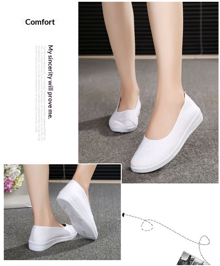 ShoeGlobe Damen-Slipper „Nurse“ aus altem Pekinger Stoff mit weicher Sohle, atmungsaktiv und ermüdungsfrei, weiß/schwarz._voghion.com