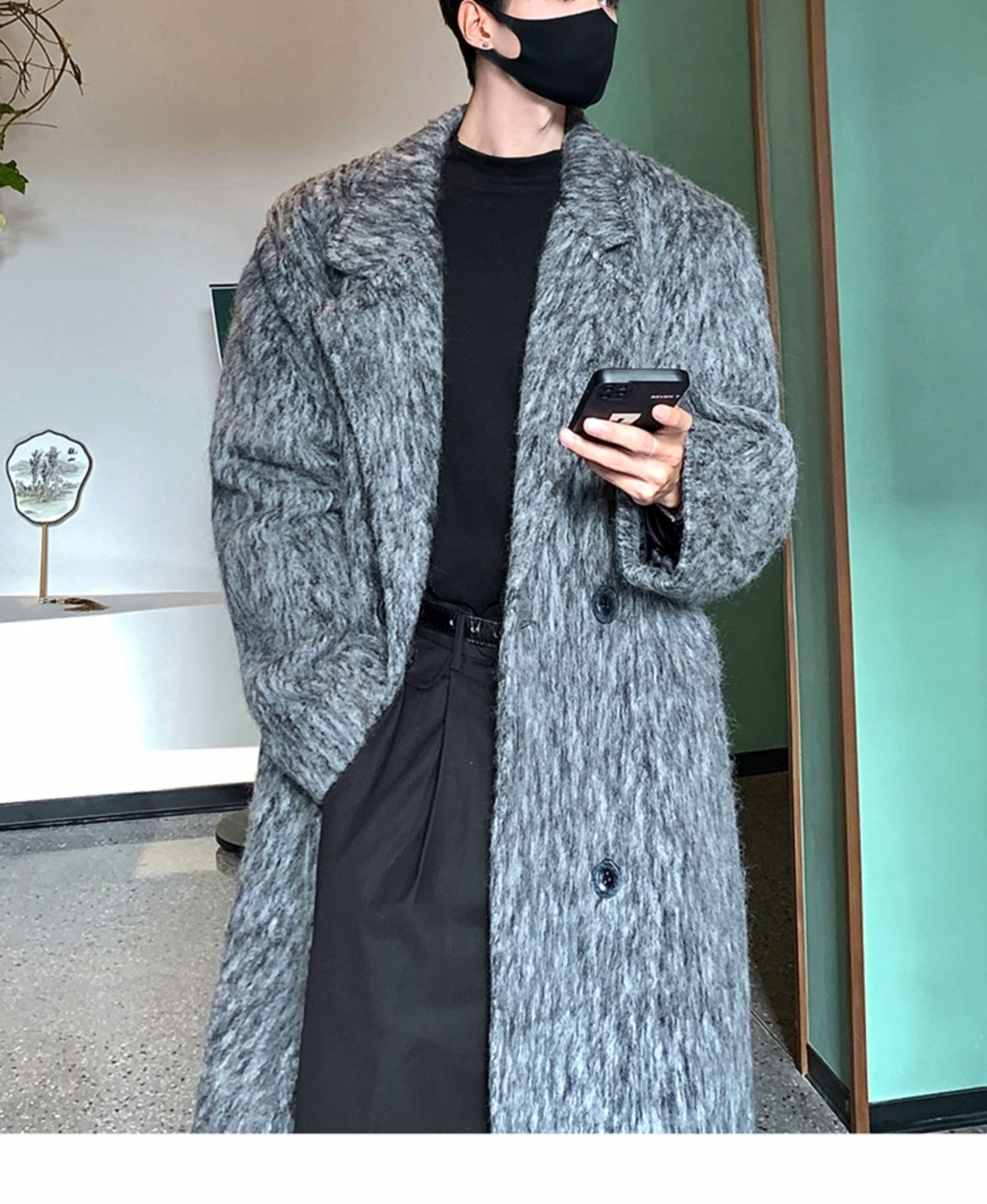boy Boy Boy Cleanfit Mohair Wool For Men, Autumn And Winter Thickened Korean Style High-End Chic Mid-Length Trench Coat_voghion.com