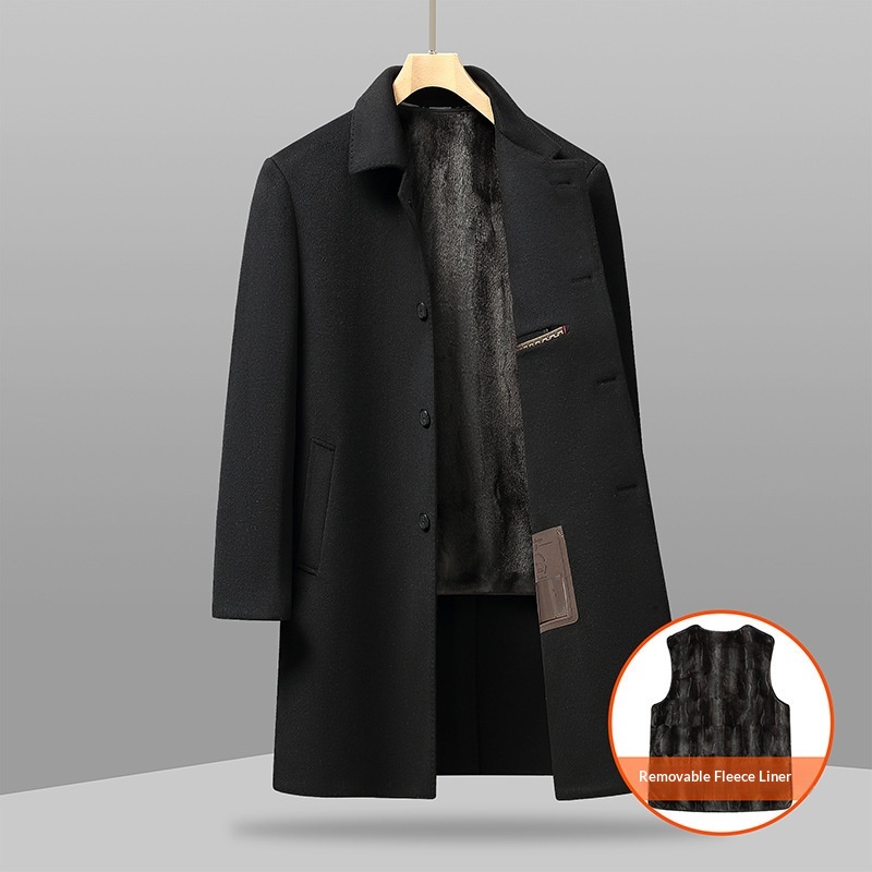 boy Boy Boy Plus Size Coat Men, Mid-Length, Winter Thickened Wool Double-Sided Woolen Coat, Oversized For Big And Tall Men_voghion.com