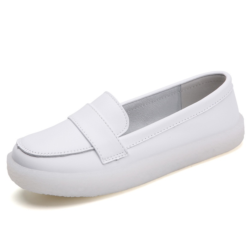 ShoeGlobe Nurse Echtleder, weiche Sohle, atmungsaktiv, ermüdungsfrei, flach, rutschfest, geruchshemmend, weiß, für den medizinischen Bereich_voghion.com