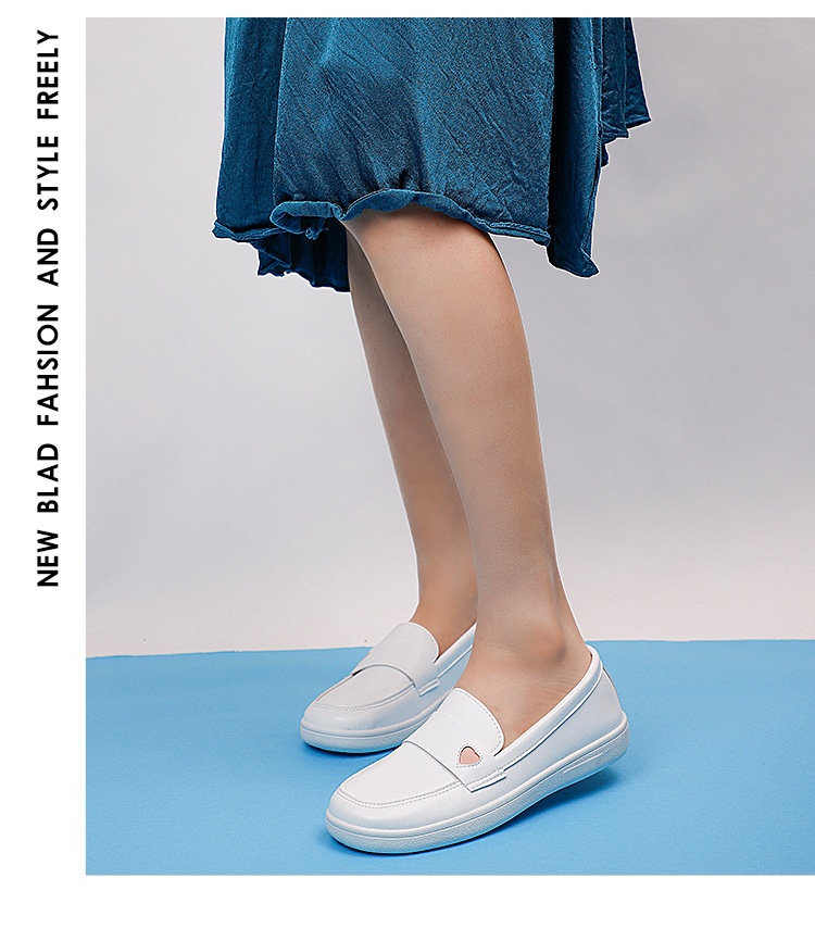 ShoeGlobe Flache Pflegeschuhe für Damen, bequeme, lässige Sommerschuhe mit weicher Sohle, weiß, rutschfest und atmungsaktiv, medizinische Arbeitsschuhe_voghion.com