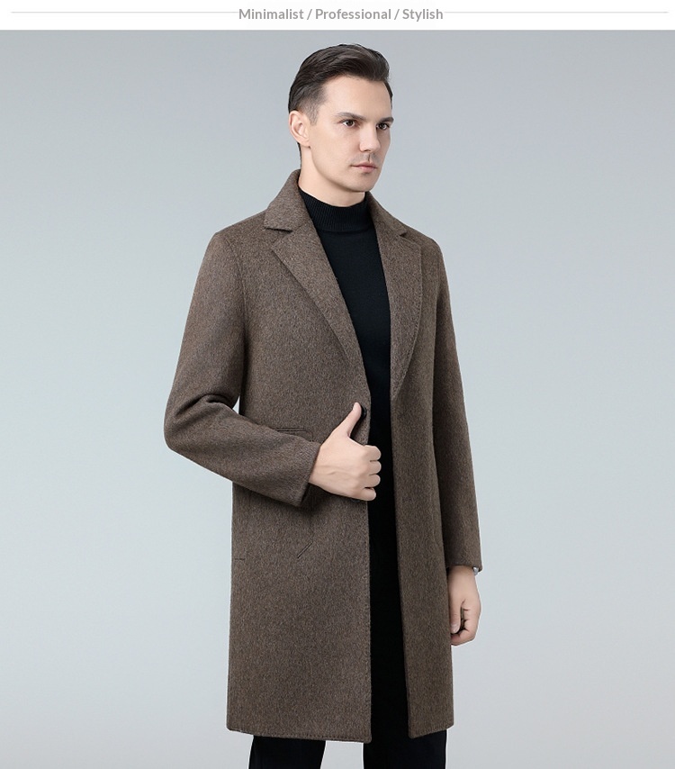 boy Boy Boy Autumn Winter Double-Sided Wool Mid-Length Solid Color Single-Breasted Jacket Trench Coat Men's Woolen Clothing_voghion.com