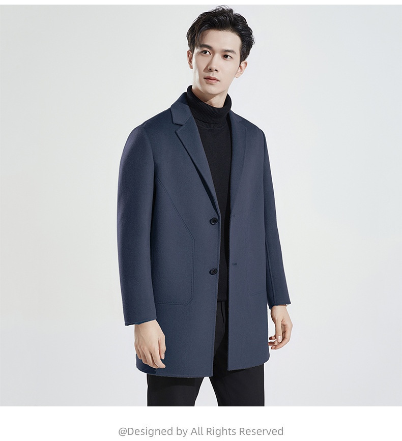 Manteau en laine double face 100 % pure pour homme, style business décontracté, manches longues, coupe mi-longue._voghion.com