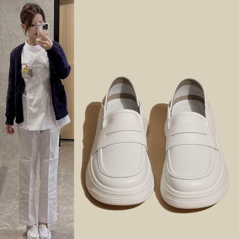 ShoeGlobe Yuechen Nurse For Women, Soft Sole, Breathable, Odor-Resistant, Non-Slip, Slip-On Flat Shoes, Medical White Shoes_voghion.com