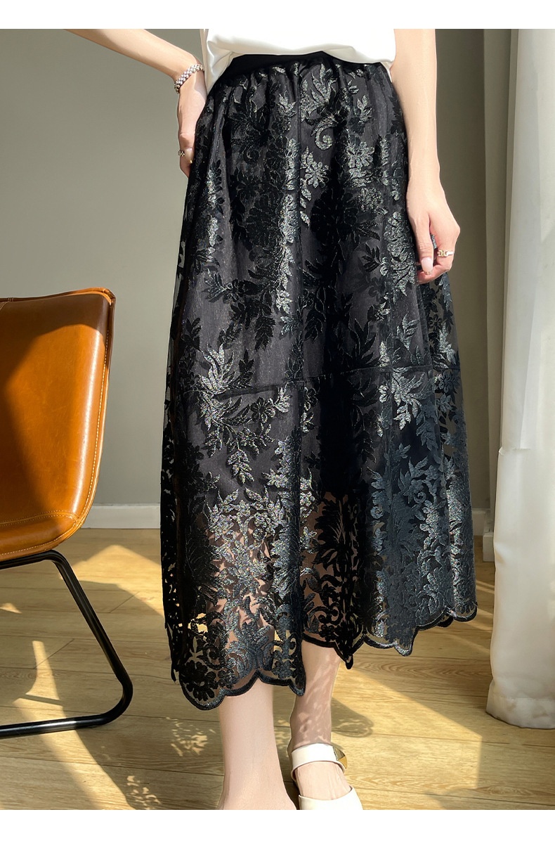 ChicShe Heavy Embroidery National Style A-Line For Women High Waist European Goods High-End French Elegant Covering Hips Lace_voghion.com