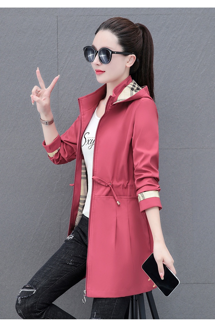 Damenbekleidung Damenbekleidung Damenbekleidung Mittellanger Trenchcoat mit abnehmbarer Kapuze für Damen, Frühling_voghion.com