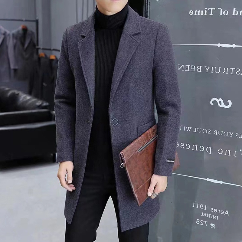 boy Boy Boy Clearance Trench Autumn Winter Overcoat Mid-Length Youth Men's Woolen Coat_voghion.com