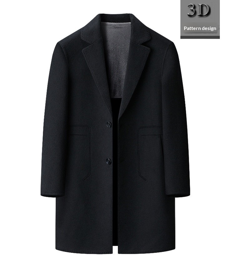 boy Boy Boy Autumn Winter Double-Sided Wool Mid-Length Solid Color Single-Breasted Jacket Trench Coat Men's Woolen Clothing_voghion.com