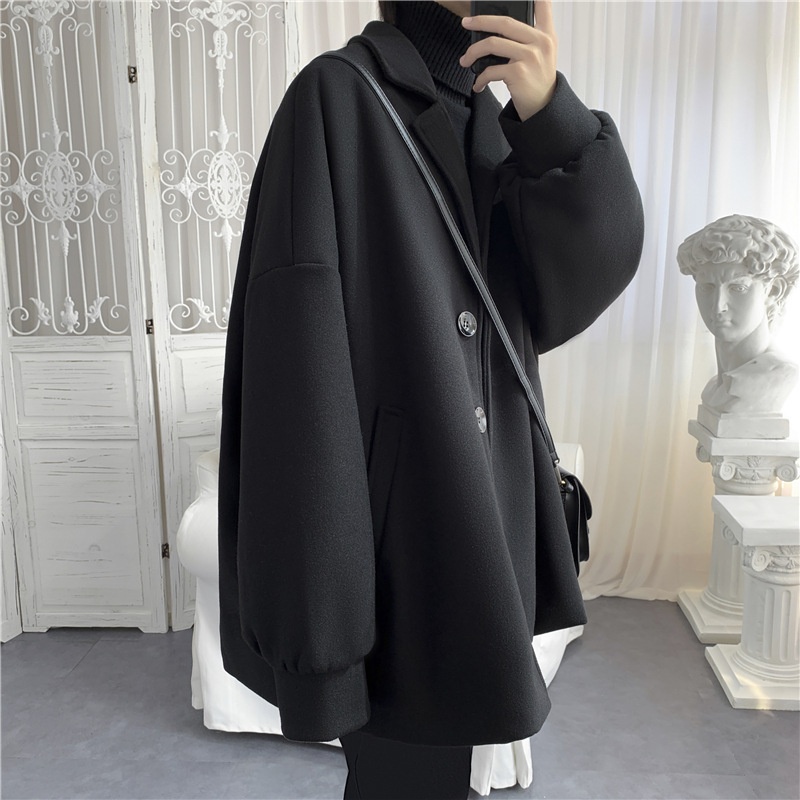 boy Boy Boy Medium Length Men's Jacket Autumn Winter Korean Version Loose Ins Trend Brand Simple Stylish Wool Trench Coat_voghion.com