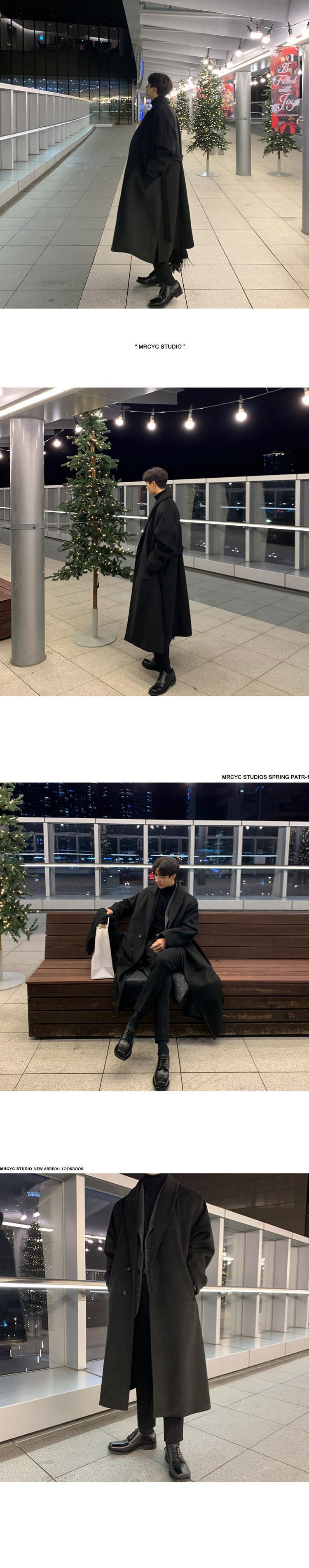 boy Boy Boy Winter Wool Korean Version Fashion Turn-Down Collar Thickened Woolen Jacket Men's Mid-Length Trench Coat_voghion.com