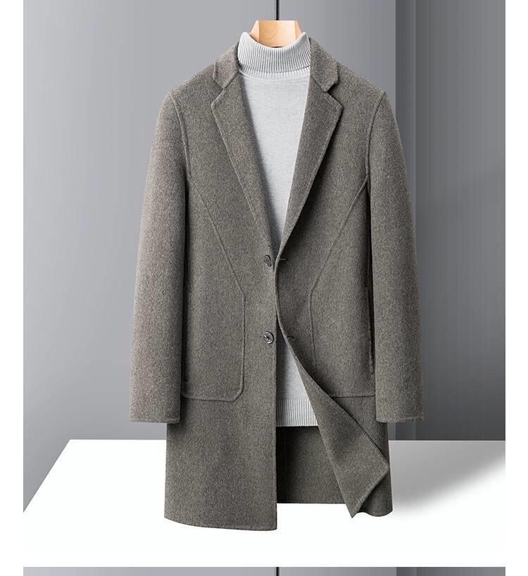 boy Boy Boy Double-Sided Wool Men's Mid-Length Autumn Winter Casual Thickened Suit Woolen Jacket New Style Trench Coat_voghion.com