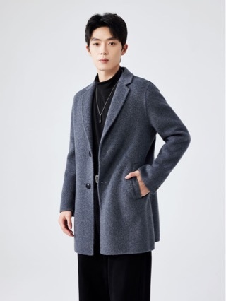 boy Boy Boy 100% Pure Double-Sided Wool Coat Men's Autumn Winter New Business Casual Mid-Length Jacket_voghion.com