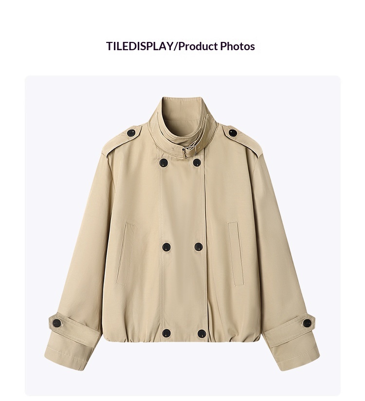 Women's Clothing Women's Clothing Women's Clothing Women's Clothing British Style Petite Short Jacket Trench Coat Casual Elegant Autumn New Korean_voghion.com
