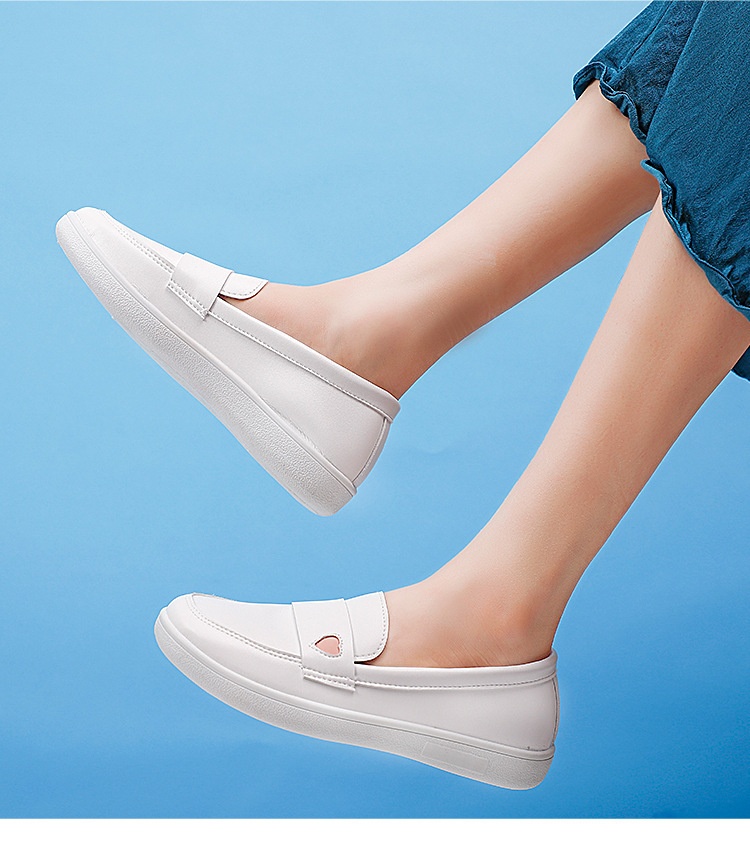 ShoeGlobe Flache Pflegeschuhe für Damen, bequeme, lässige Sommerschuhe mit weicher Sohle, weiß, rutschfest und atmungsaktiv, medizinische Arbeitsschuhe_voghion.com