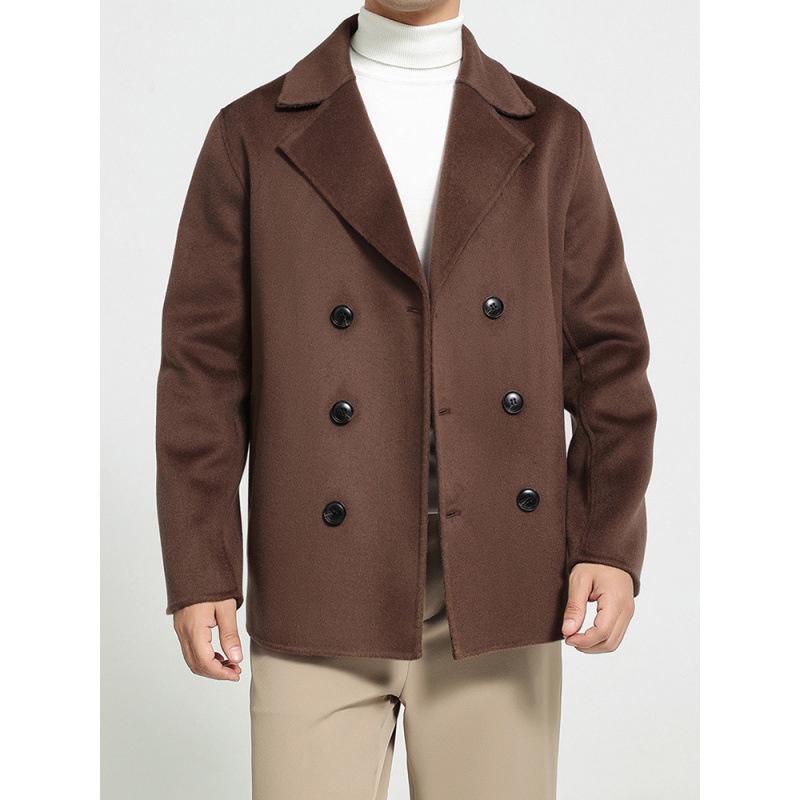 boy Boy Boy 100% Wool Autumn Winter New Double-Sided Short Men's Coat Double-Breasted Suit Simple Business Jacket_voghion.com