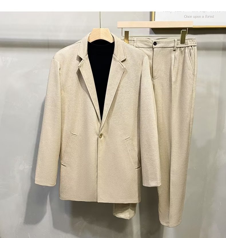 Herren-Herbst-Winter-Dicker Wollmantel, lässiger High-End-Anzug, Blazer, koreanischer Stil_voghion.com