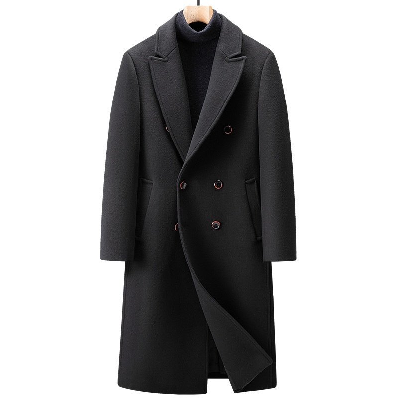 boy Boy Boy Cross-Border Autumn Winter New Double-Breasted Over-the-Knee Long Men's Thickened Wool Trench Coat Woolen Jacket_voghion.com