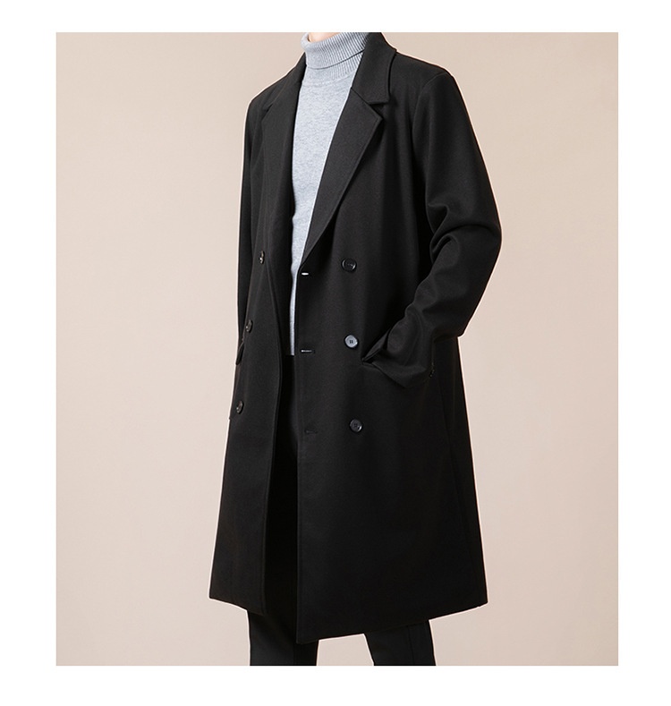 boy Boy Boy Thickened Overcoat Men's Winter Style Mid-Length Korean Version Double-Breasted Woolen Trench Coat_voghion.com