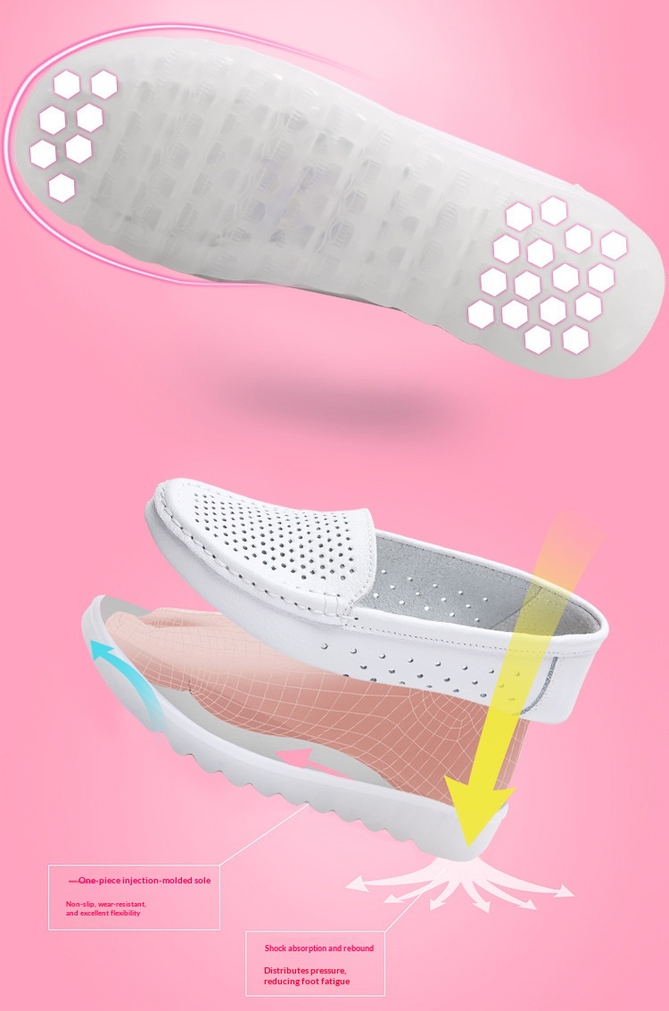 ShoeGlobe Frühjahr/Sommer Neue Pflegeschuhe für Damen: Weich, atmungsaktiv, bequem, rutschfest, dicke Sohle, vielseitig einsetzbar, weiß._voghion.com