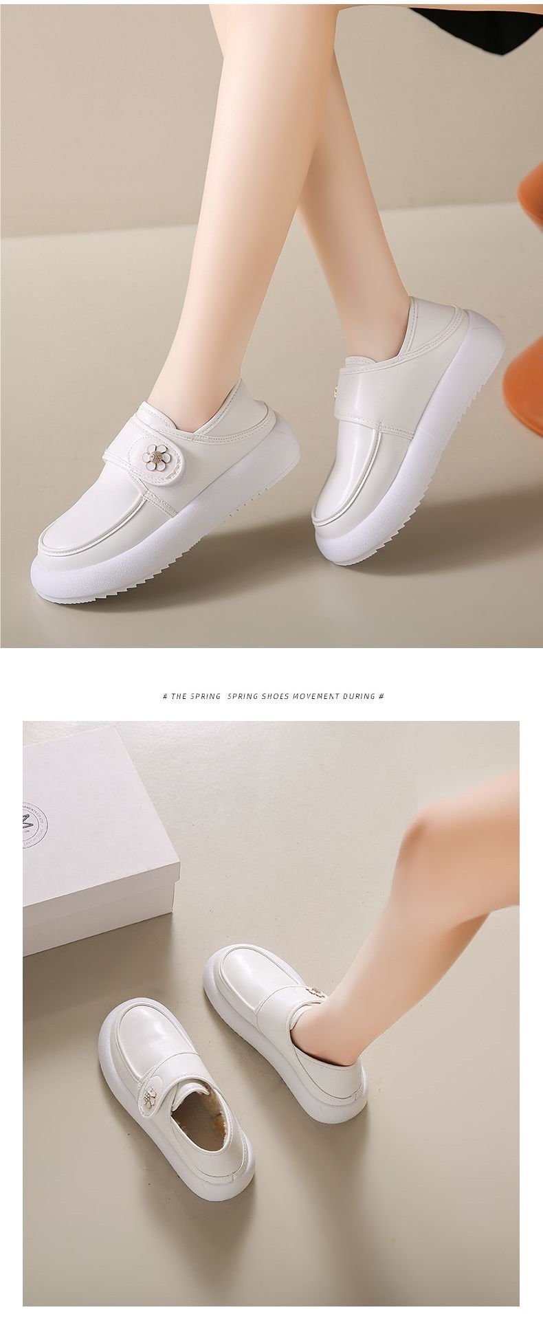 ShoeGlobe Nurse Damenschuhe, Herbst, weich, bequem, langlebig, vielseitig, dicke Sohle, Klettverschluss, leichte Arbeitsschuhe, weiß_voghion.com