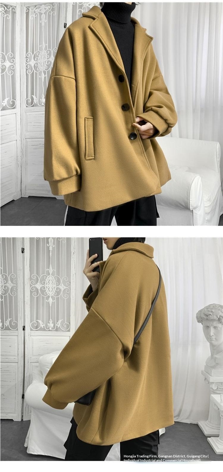 boy Boy Boy Medium Length Men's Jacket Autumn Winter Korean Version Loose Ins Trend Brand Simple Stylish Wool Trench Coat_voghion.com