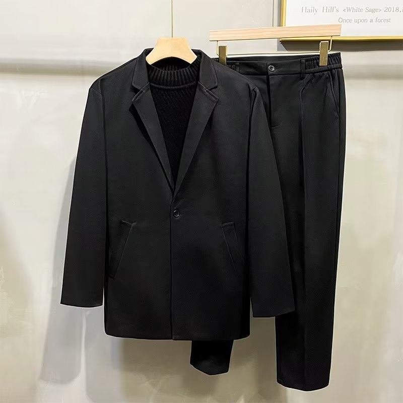 Herren-Herbst-Winter-Dicker Wollmantel, lässiger High-End-Anzug, Blazer, koreanischer Stil_voghion.com