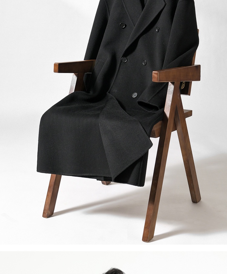 boy Boy Boy Autumn Winter Double-Sided Sheep Wool Men Long Over-the-Knee Double-Breasted Loose Korean Style Woolen Trench Coat_voghion.com