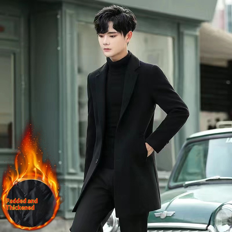 boy Boy Boy Clearance Trench Autumn Winter Overcoat Mid-Length Youth Men's Woolen Coat_voghion.com