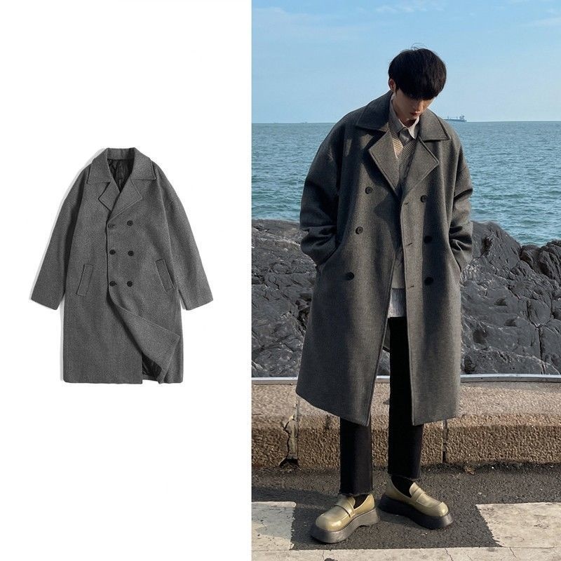 boy Boy Boy Men's Wool Autumn Winter High School Style Trench Coat Mid-Length Suit Versatile Jacket Outdoor Cool And Handsome_voghion.com